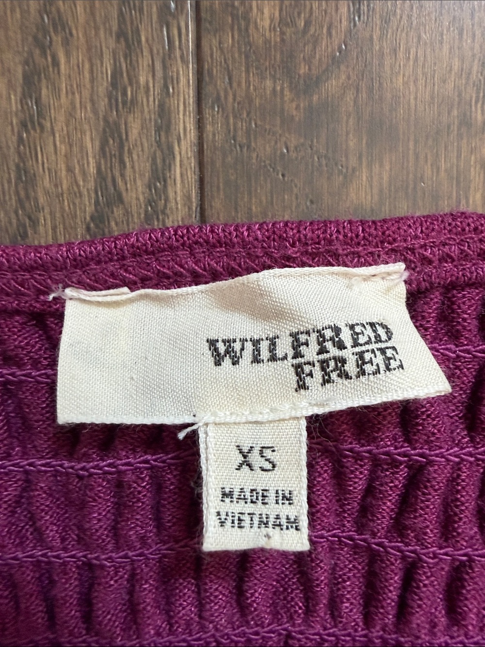 Sleeveless Vintage Wilfred Free Purple (Plum) Smocked Bodycon Dress - Picture 2 of 5